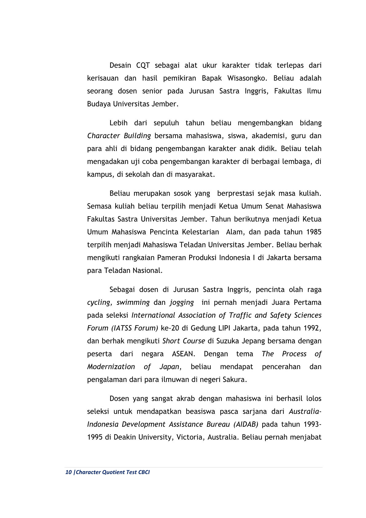 Tentang Character Building CBCI 10