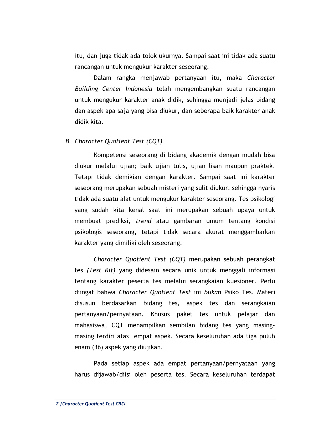 Tentang Character Building CBCI 2