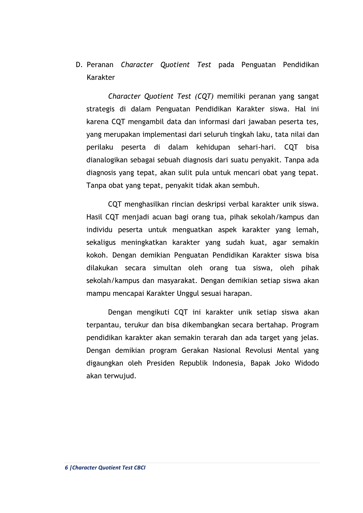 Tentang Character Building CBCI 6