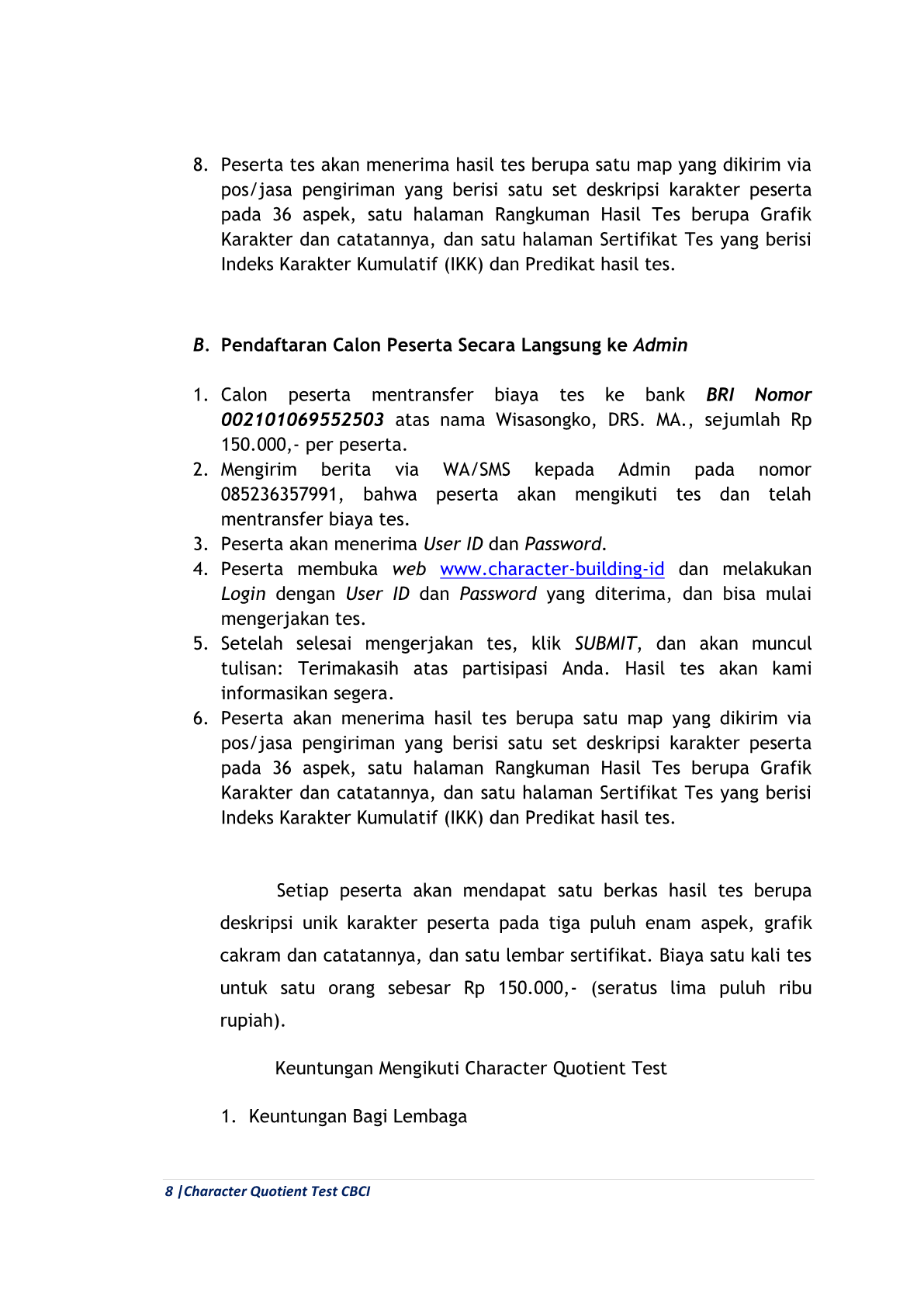 Tentang Character Building CBCI 8